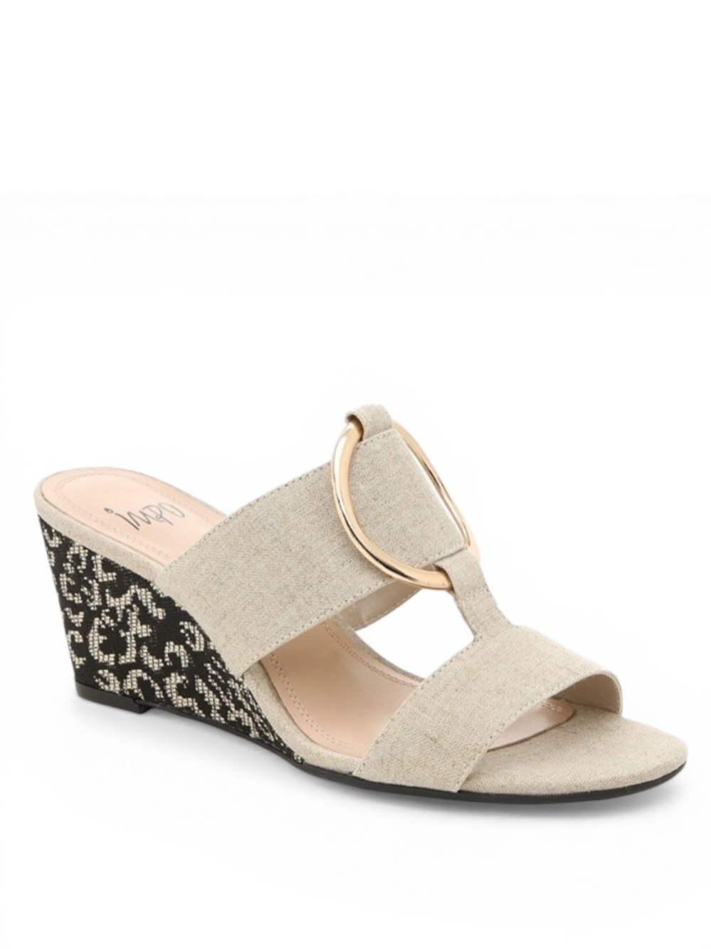 Impo Neveah Metallic Off White Canvas Wedge Sandals Women ‘s Size 6